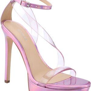 Guess Womens CASILDA Stilettos Ankle Strap Pumps  Light Purple 9.5M